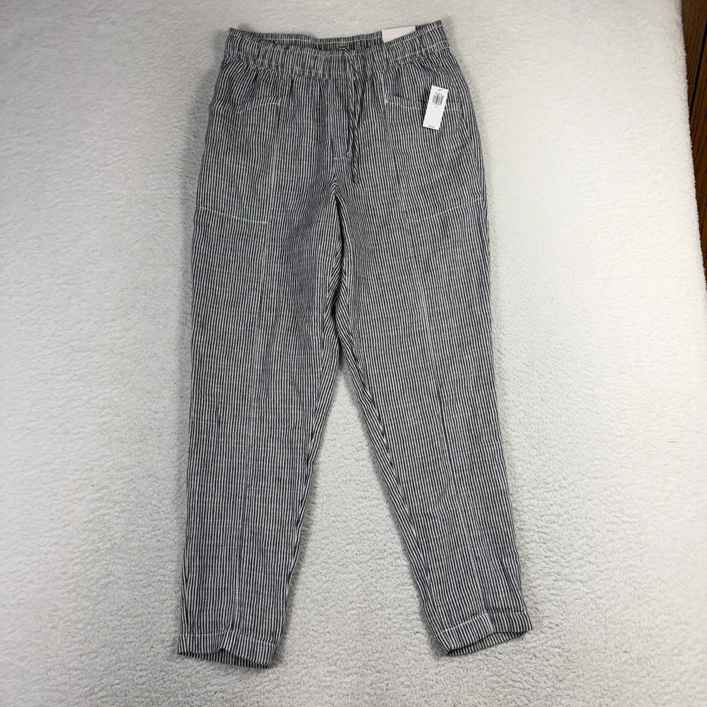 Old Navy High Rise Straight Taper Linen Blend Pull On Pants Women's S 28x27 NWT